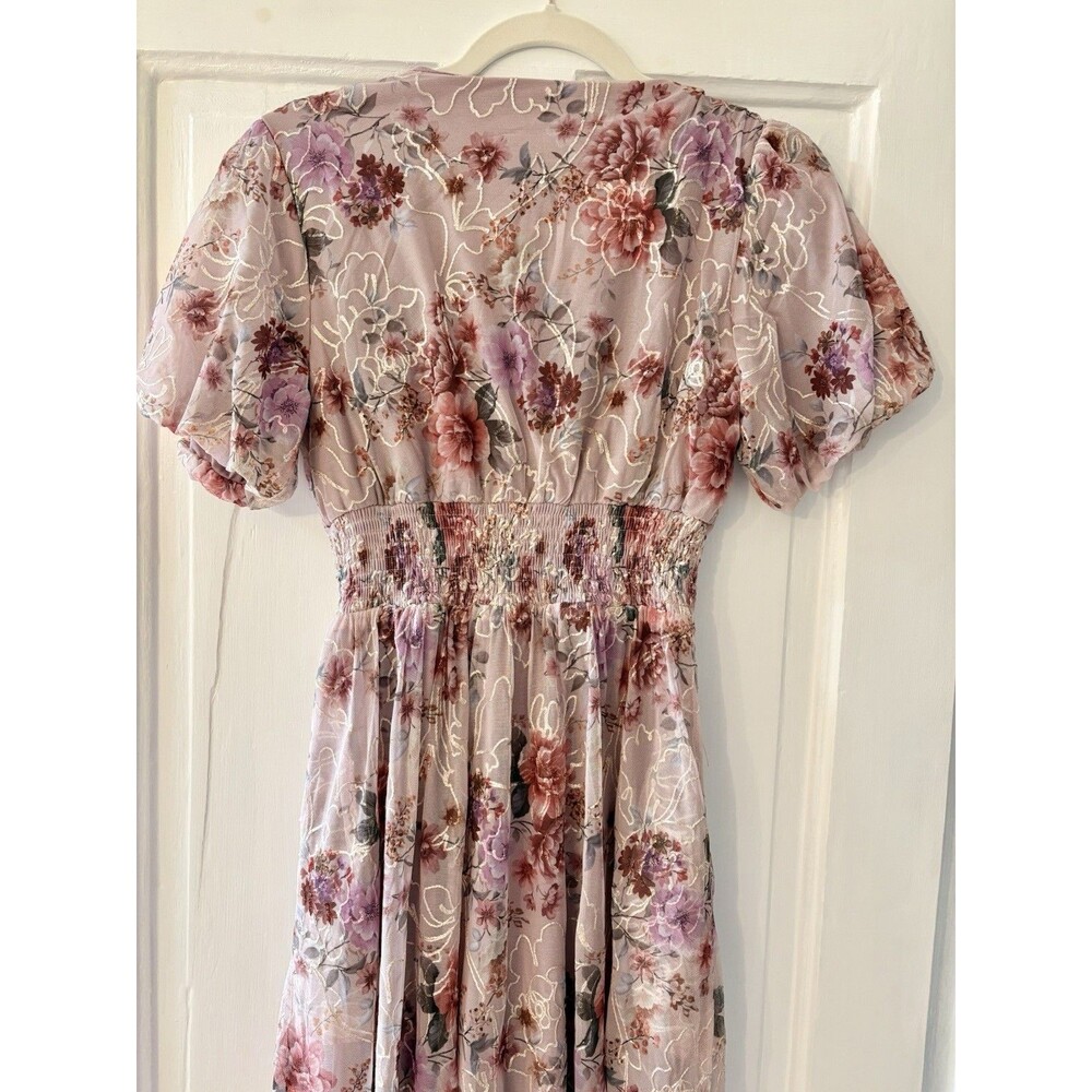 Baltic Born Ardley Embossed Maxi Dress Floral Pink Champagne Formal Wedding Sz S - Picture 6 of 13